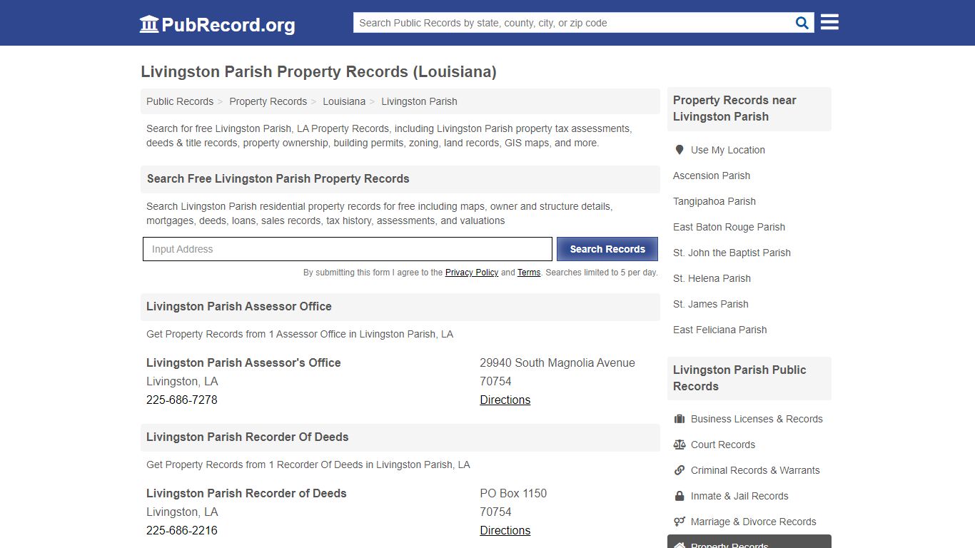 Livingston Parish Property Records (Louisiana) - Free Public Records Search