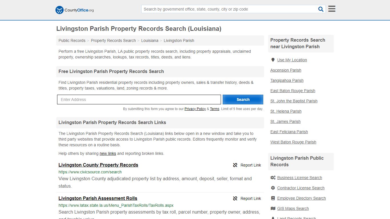 Livingston Parish Property Records Search (Louisiana) - County Office