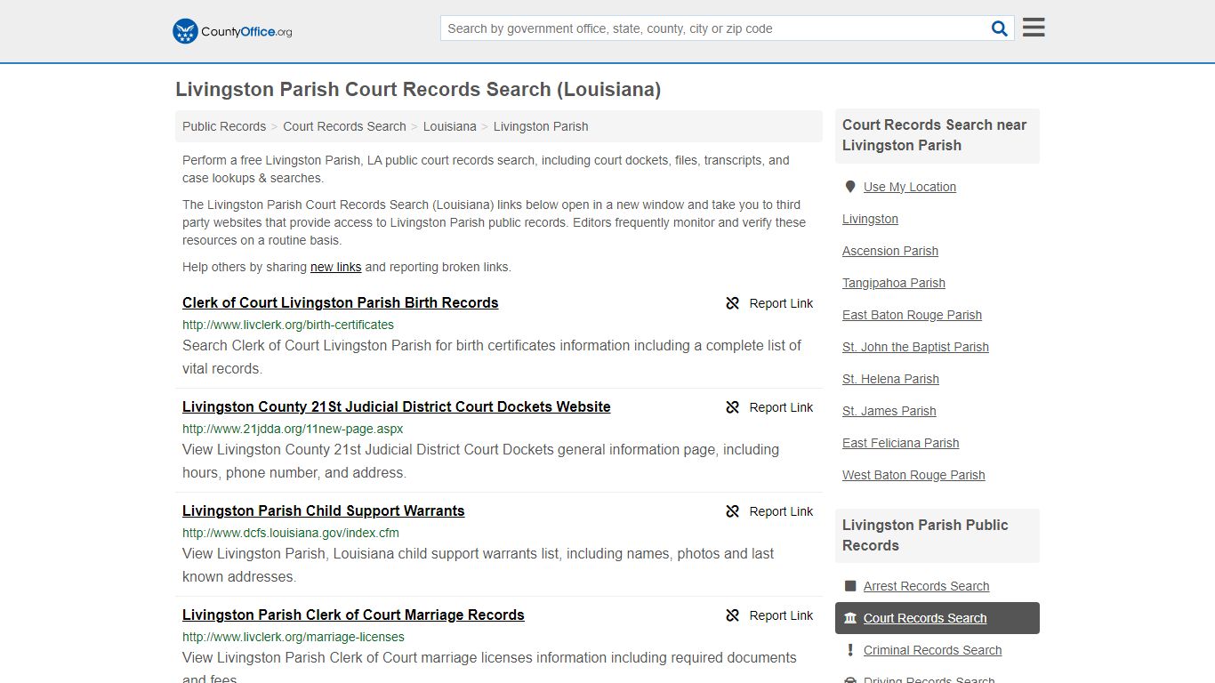 Court Records Search - Livingston Parish, LA (Adoptions, Criminal ...